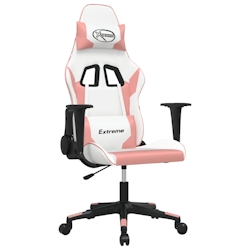 vidaXL Gaming-Stuhl mit Massagefunktion Weiß und Rosa Kunstleder Image