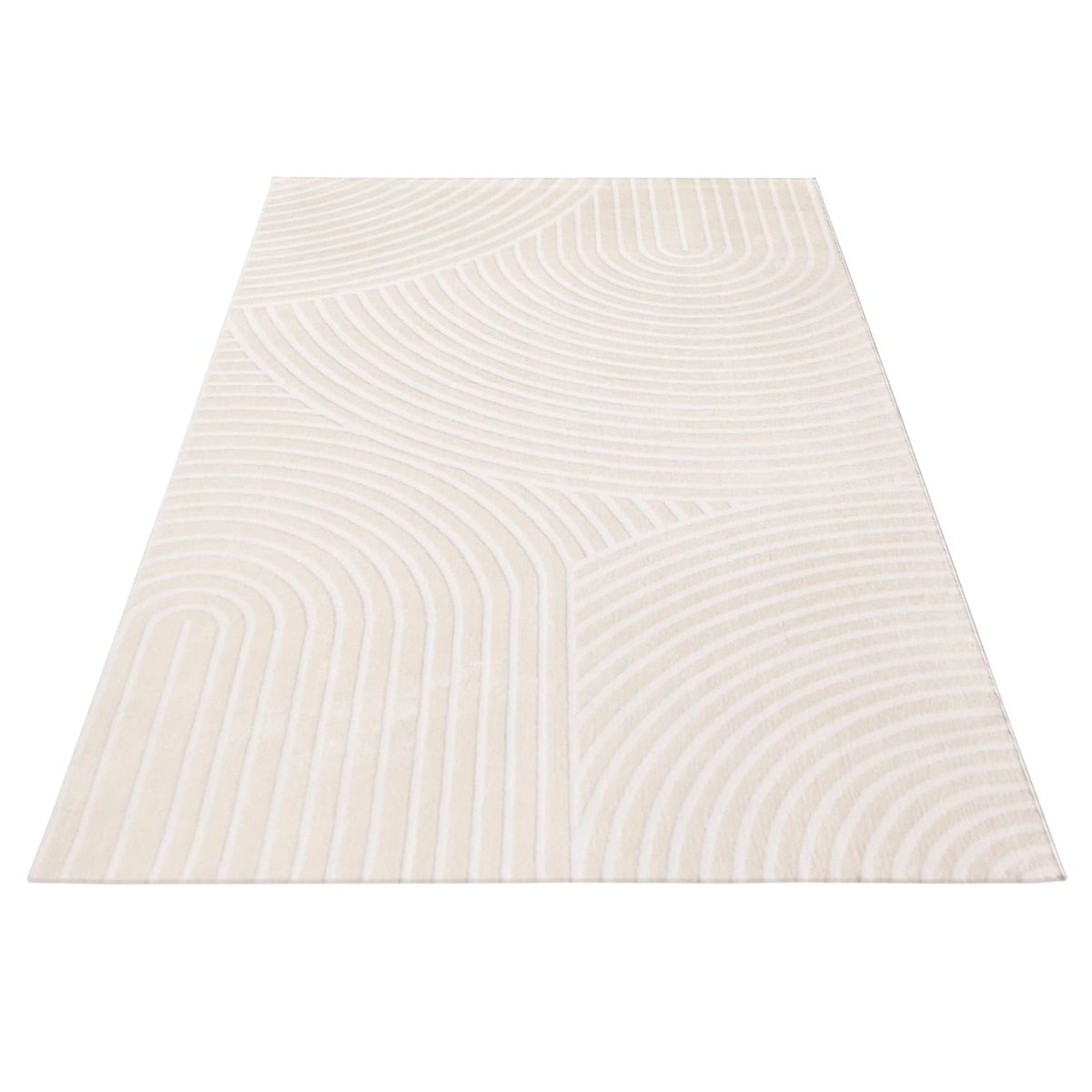 KADIMA DESIGN Teppich Kurzflor Unifarben Wohnzimmer schmutzabweisend Creme Rechteckig 120x170 | 100% Polyester, Rücken aus Baumwolle | Florhöhe: 9 mm | pflegeleicht Image