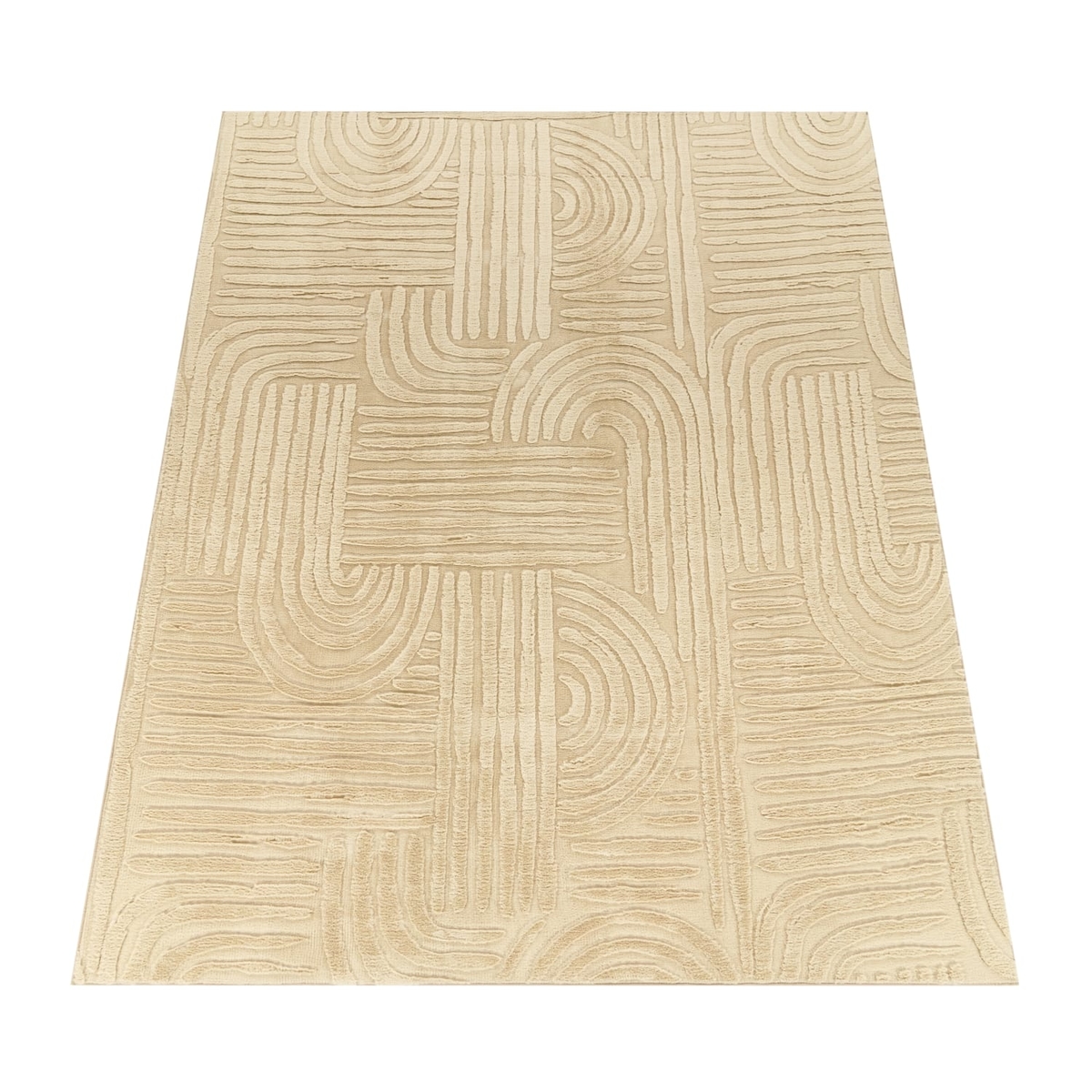 KADIMA DESIGN Teppich Kurzflor waschbar Unifarben Struktur Wohnzimmer schmutzabweisend Beige Rechteckig 80x150 | 100% Polyester | Florhöhe: 10 mm | pflegeleicht Image