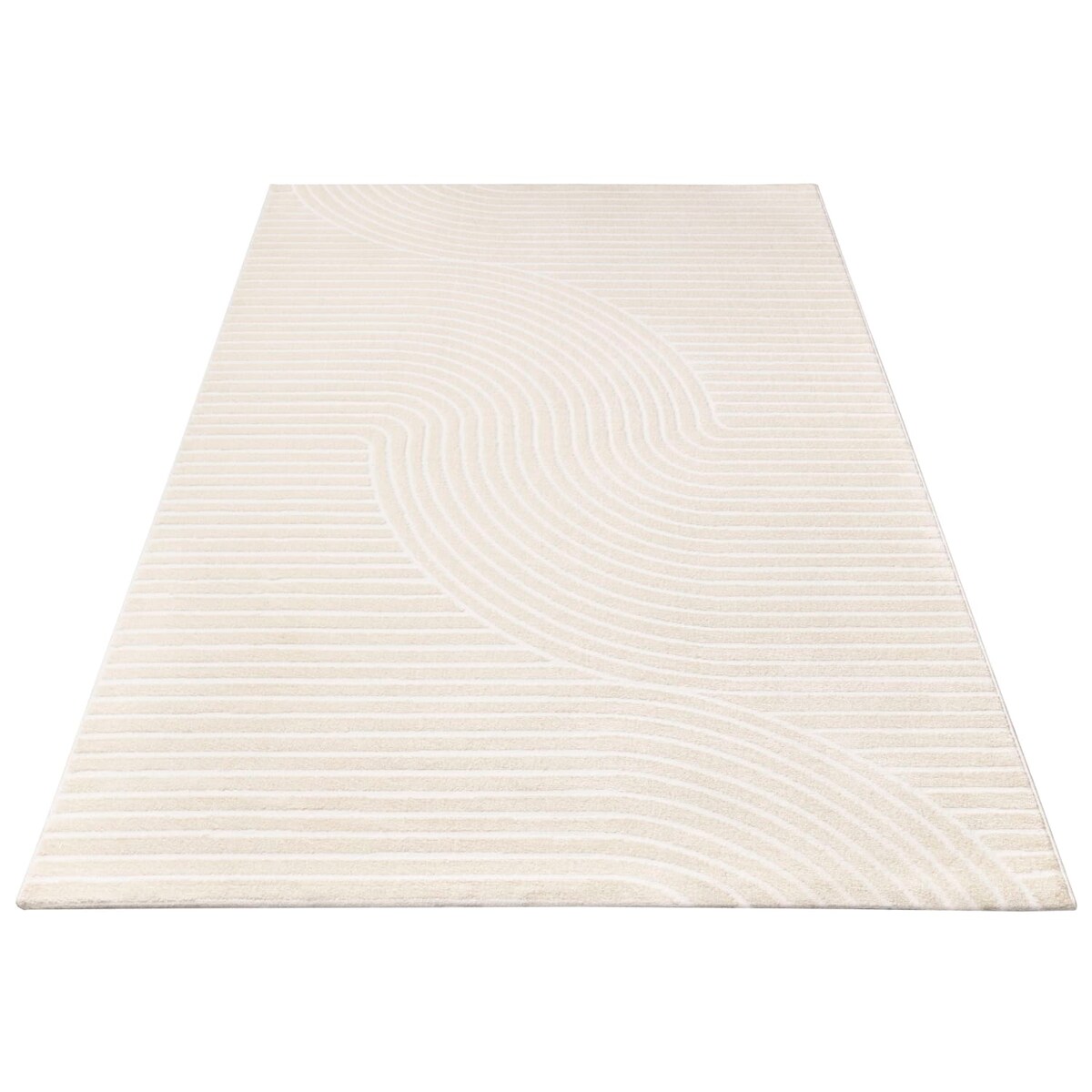 KADIMA DESIGN Teppich Kurzflor Unifarben Wohnzimmer schmutzabweisend Creme Rechteckig 80x150 | 100% Polyester, Rücken aus Baumwolle | Florhöhe: 9 mm | pflegeleicht Image
