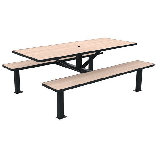 Table Bcs Orpin 2m Monob Trou Parasol Chêne Cl/mét Gris 7016 - Buton Design