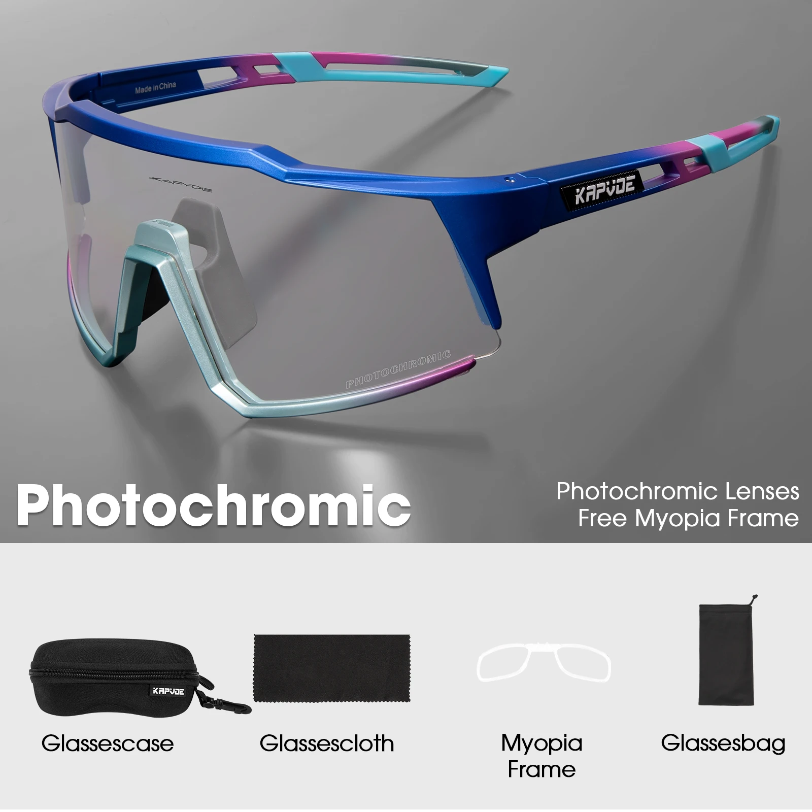 KAPVOE Neue Photochrome Radfahren Gläser Männer MTB Radfahren Sonnenbrille Frauen Straße Fahrrad Gläser UV400 Outdoor Fahrrad Sonnenbrille Image