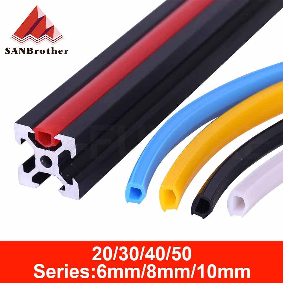 1 Meter 20/30/40/50 Serie 6 mm/8 mm/10 mm Flachdichtung für 2020 Aluminiumprofil weiche V-Slot-Abdeckung/Panel-Halter C-Beam-Maschine Image