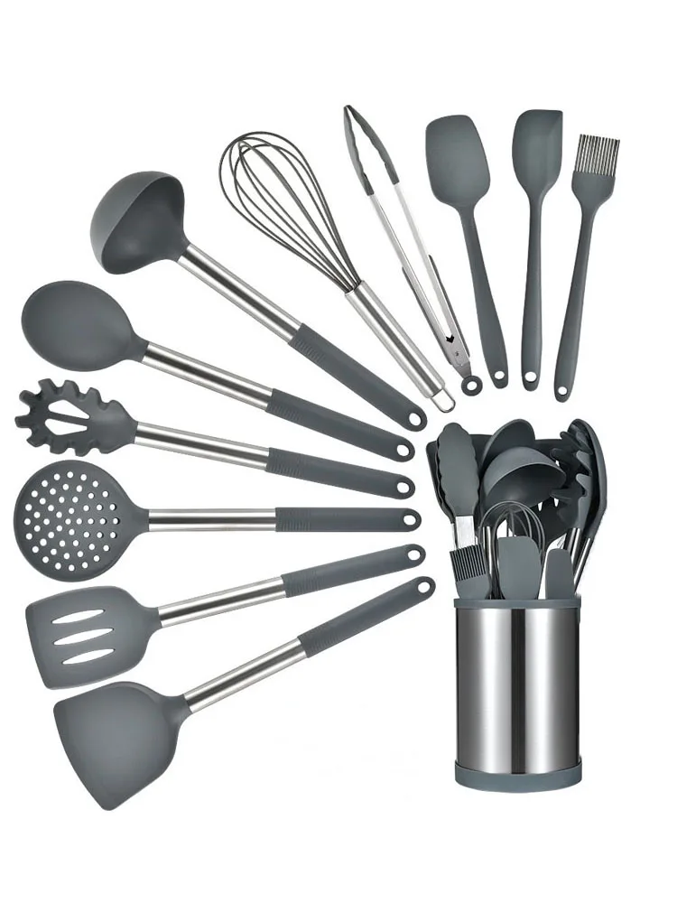 12PCS 360 Grad Rotierenden Basis Kochen Werkzeug Sets ungiftig Backen Küche Utensilien Silikon Schaufel Löffel Schaber Pinsel Turner Image