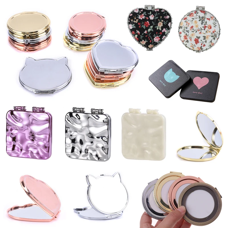 Faltbare Überzug Make-Up Spiegel Tragbare Runde Gefaltet Kompakte Spiegel doppelseitige Tasche Kosmetik Spiegel, Der Up Personalisierte