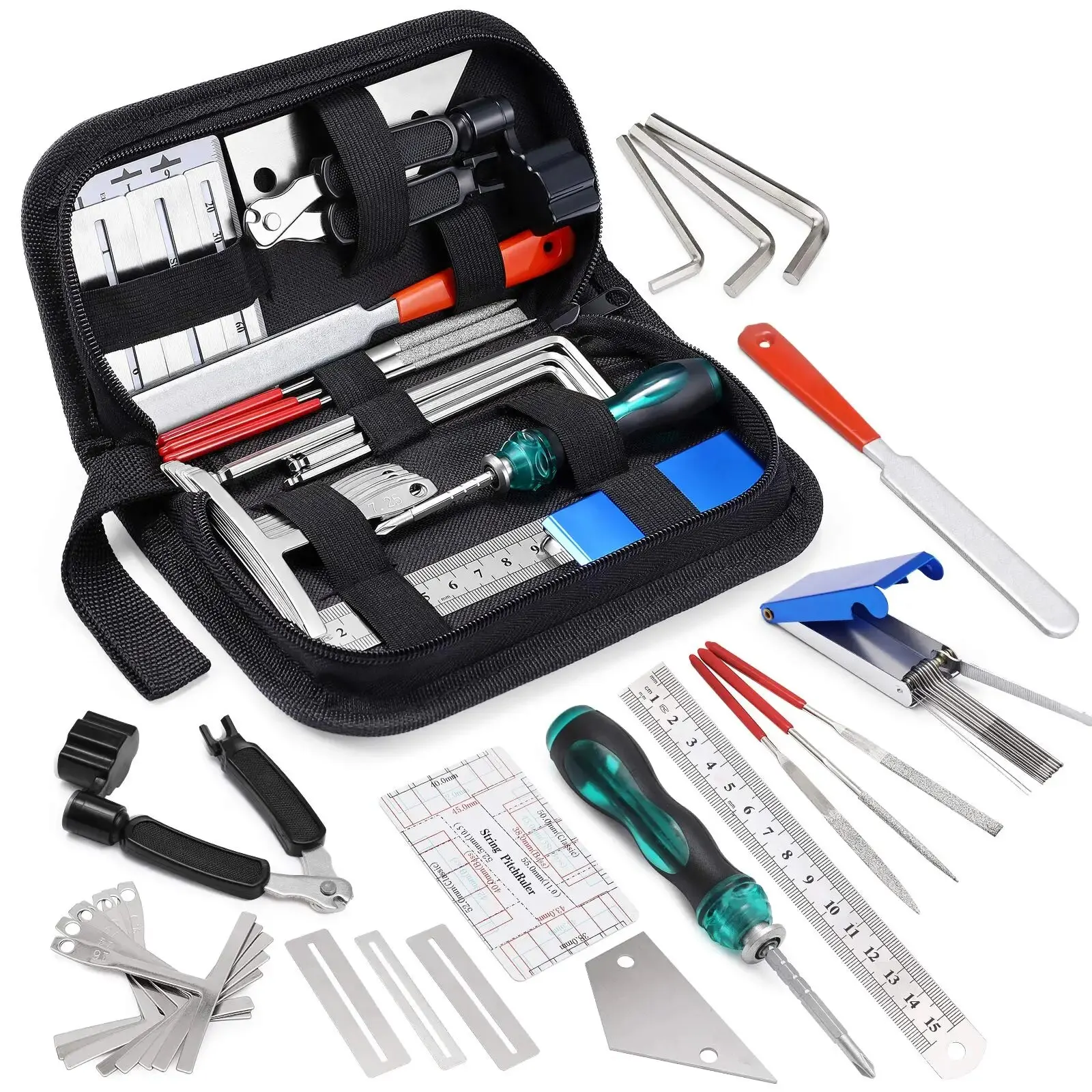 Miwayer 25/45/72 Gitarren-Reparaturwerkzeug-Set, Setup-Set mit Tragetasche, perfektes Geschenk für Liebhaber von Musik- oder Saiteninstrumenten Image