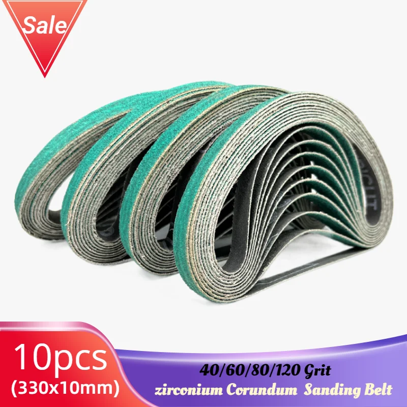 10 stücke 10x330mm 3/8 "x13" 3M 577F Zirkonium Korund Gürtel Schleif Schleifen Gürtel Größe grit 40/60/80/120 für Metall Gürtel Schleifen Werkzeug Image