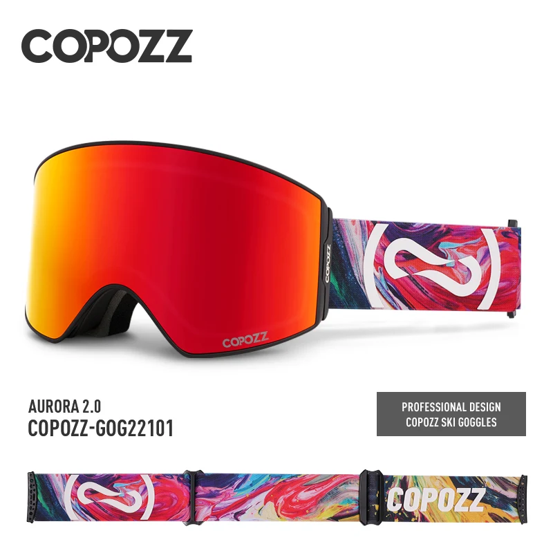 COPOZZ Magnetische Skibrille, UV400-Schutz, Antibeschlag-Skibrille, Herren und Damen, Schnellwechsel-Linse, Snowboardbrille mit zwei Optionen Image