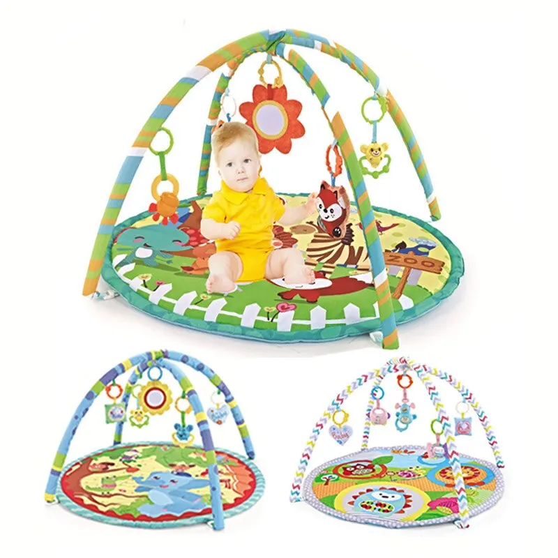 Baby spielen Fitness studio Spiel matte Bauch Zeit Fitness Rahmen Aktivität Rack mit 5 abnehmbaren Spielzeug Neugeborenen sensorischen Fähigkeiten Entwicklung Kinder Teppich Image