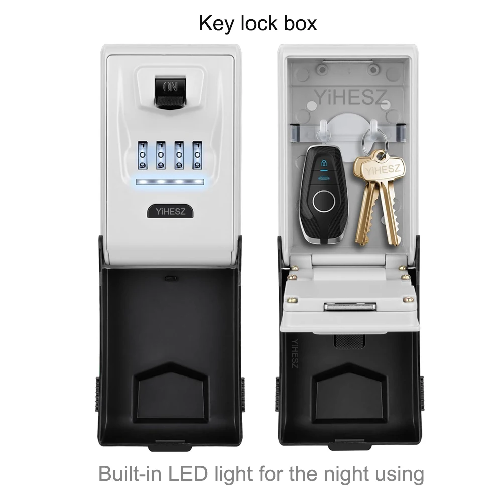 Wählen Rad Passwort Key Lock Box Sicherheit Schlüssel Safe Wasserdichte Outdoor Mini Safes Kleine Lock Box Gebaut-in LED Licht Für Nacht Image
