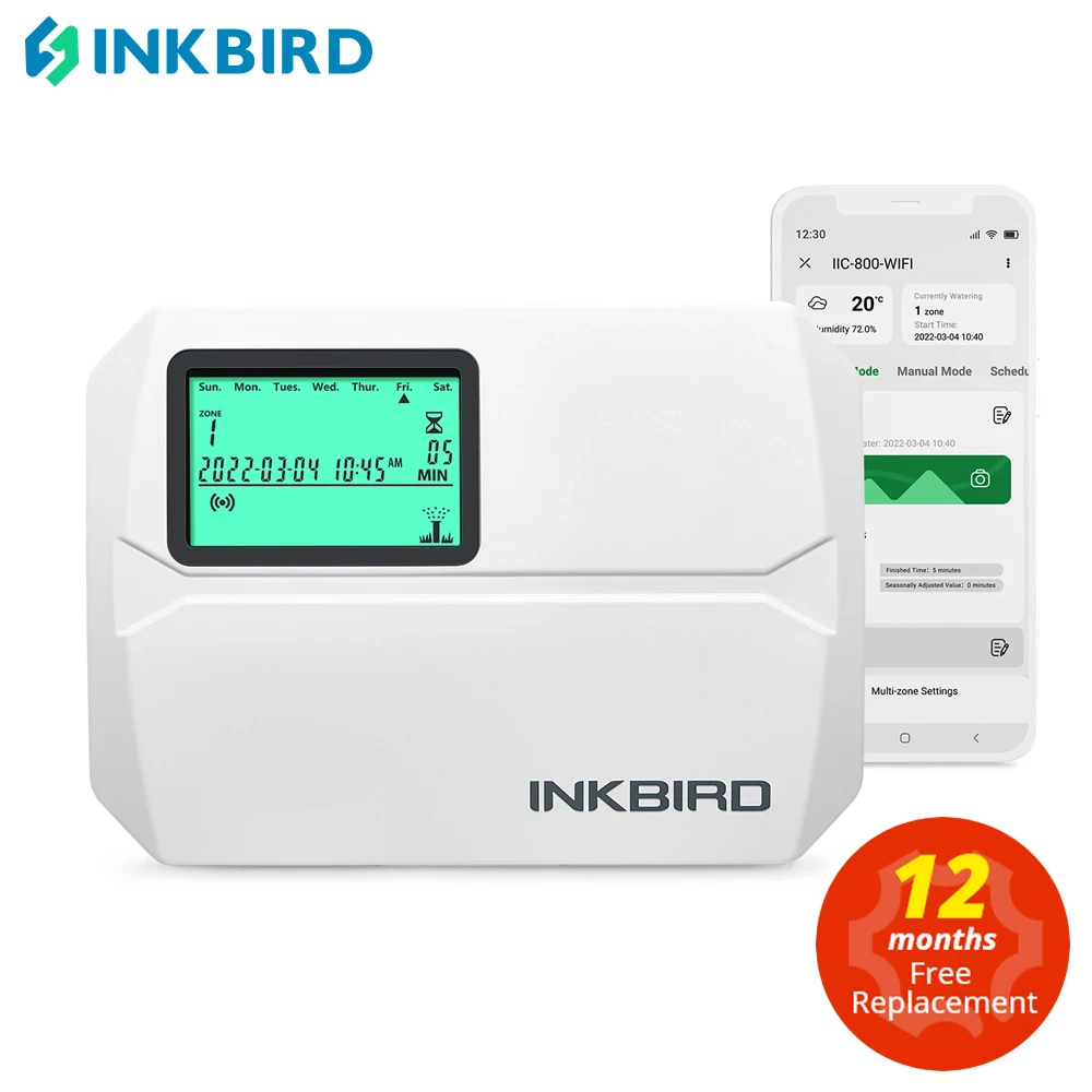 INKBIRD Wi-Fi Smart Sprinkler Controller Programmierbare 8 Zonen Indoor Outdoor Bewässerung Timer Saisonale Einstellen & Regen Überspringen Kostenloser App Image