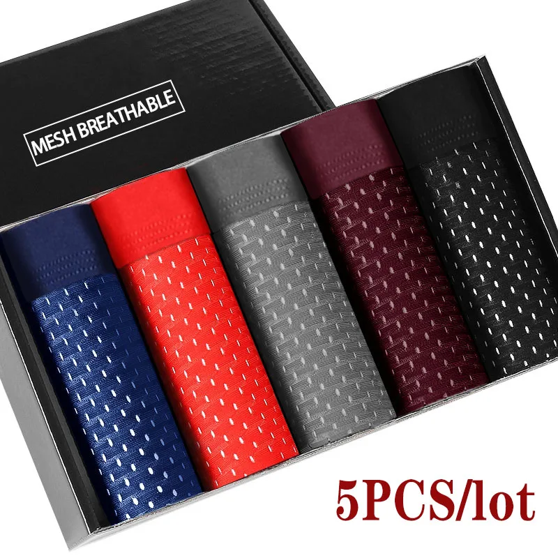 5 Teile/los Mesh Loch Herren Unterwäsche Boxer Männer Boxer Unterwäsche männer Boxer für Männer Unterwäsche Boxer Shorts Männer Boxer Männer Pantis Image