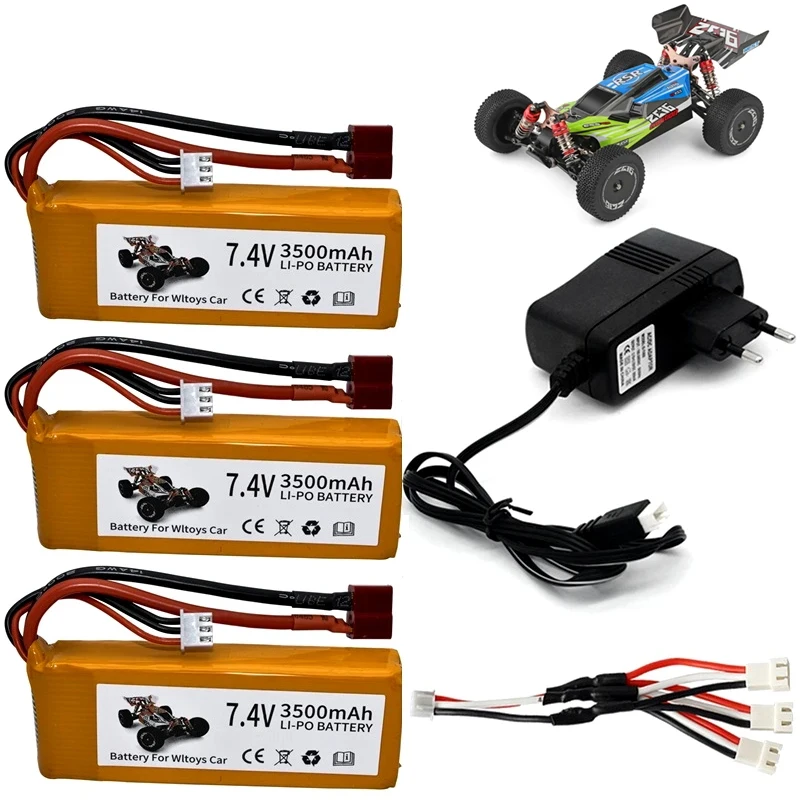 7,4 V 3500 mAh Lipo-Akkuladegerät-Sets für Wltoys 144001 124016 124017 144002 Autobatterie 2s 7,4 V für Wltoys 12428 12423 RC Car Image