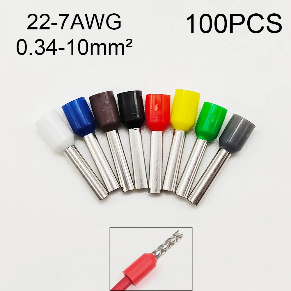 100Pcs Auto Zubehör Terminal Eletrico Draht Conector Crimp Anschlüsse Terminal Stecker Kabel End Crimps Isolierte Ferrule Image