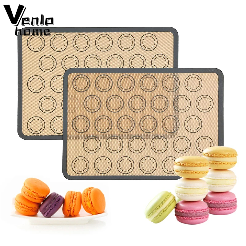 Silikon Back Matte Pad Blatt Nicht-Stick Roll Teig Matte Makronen Tablett Ofen Backen Für Kuchen Cookie Gebäck Ofen backen Werkzeuge Image