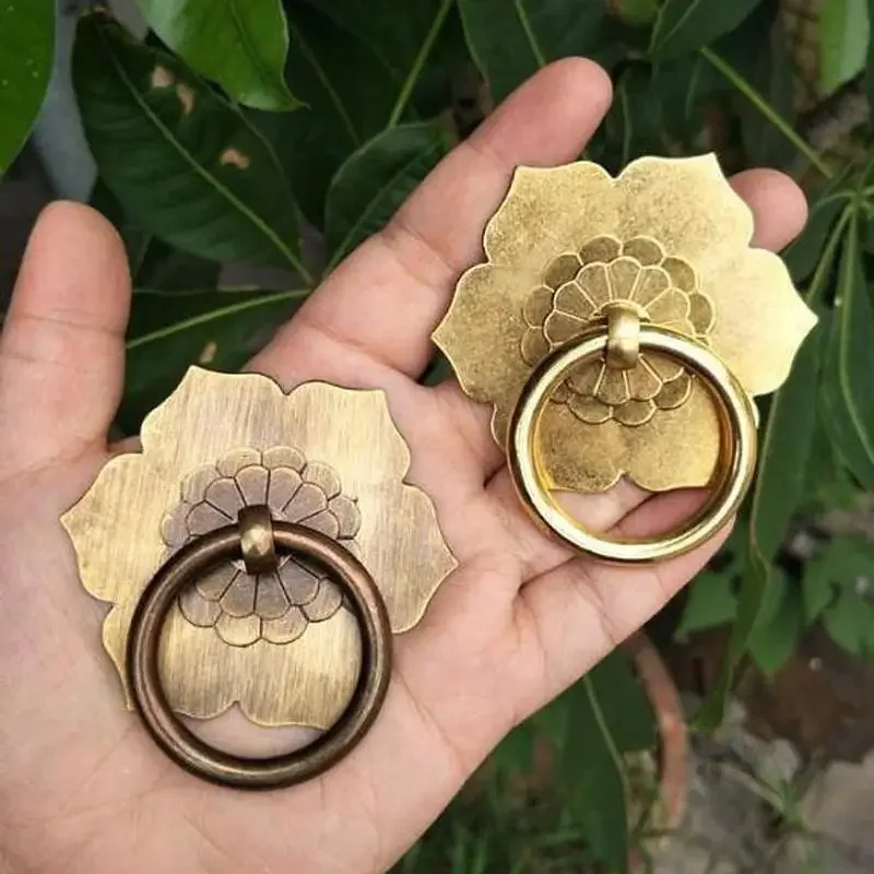 Antik Bronze Messing Schubladenknopf Rückplatte Drop Ring Pulls Kommode Knöpfe Küchenschrank Türgriffe Schrank