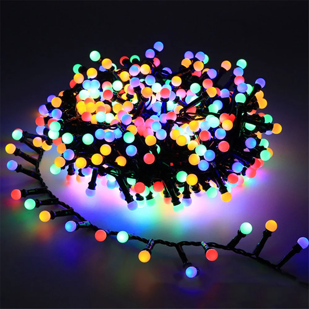 250/500 LED Runde Kugel-Lichterkette für Weihnachten, Feiertagsbeleuchtung, Girlande für Schlafzimmer, Weihnachten, Hochzeit, Party, Gartendekoration