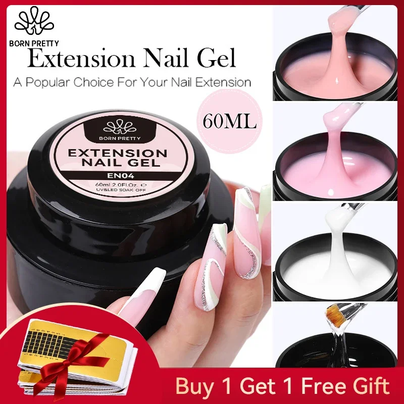 BORN PRETTY 60/30 ml Hard Jelly Extension Nagelgelpoliermittel French Nails Nude Pink White Clear Nail Supplies Gel zur Verlängerung