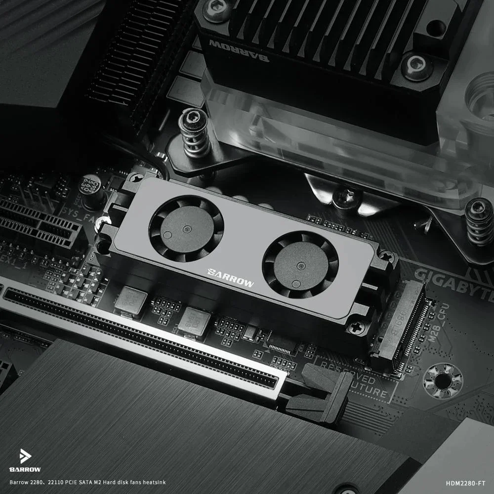 Barrow M.2 solid state festplatte kühler, twin turbo fan Kühlkörper, Kompatibel PCIE SATA 22110 2280 HDM2280-FT Image