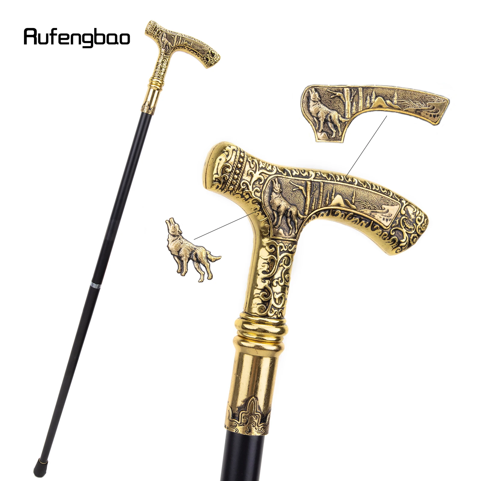 Wolf Griff Luxus Muster Spazierstock Party Mode Elegante Spazierstock Dekorative Cospaly Cane Knopf Crosier 90 cm Image