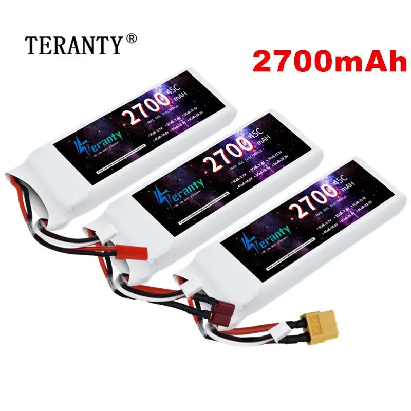 1/3PCS 2S 7,4 V Lipo Batterie 2700mAh 45C Mit T Stecker für RC FPV Flugzeug hubschrauber Drone Tank Modell Racing Auto Hobby JST XT60