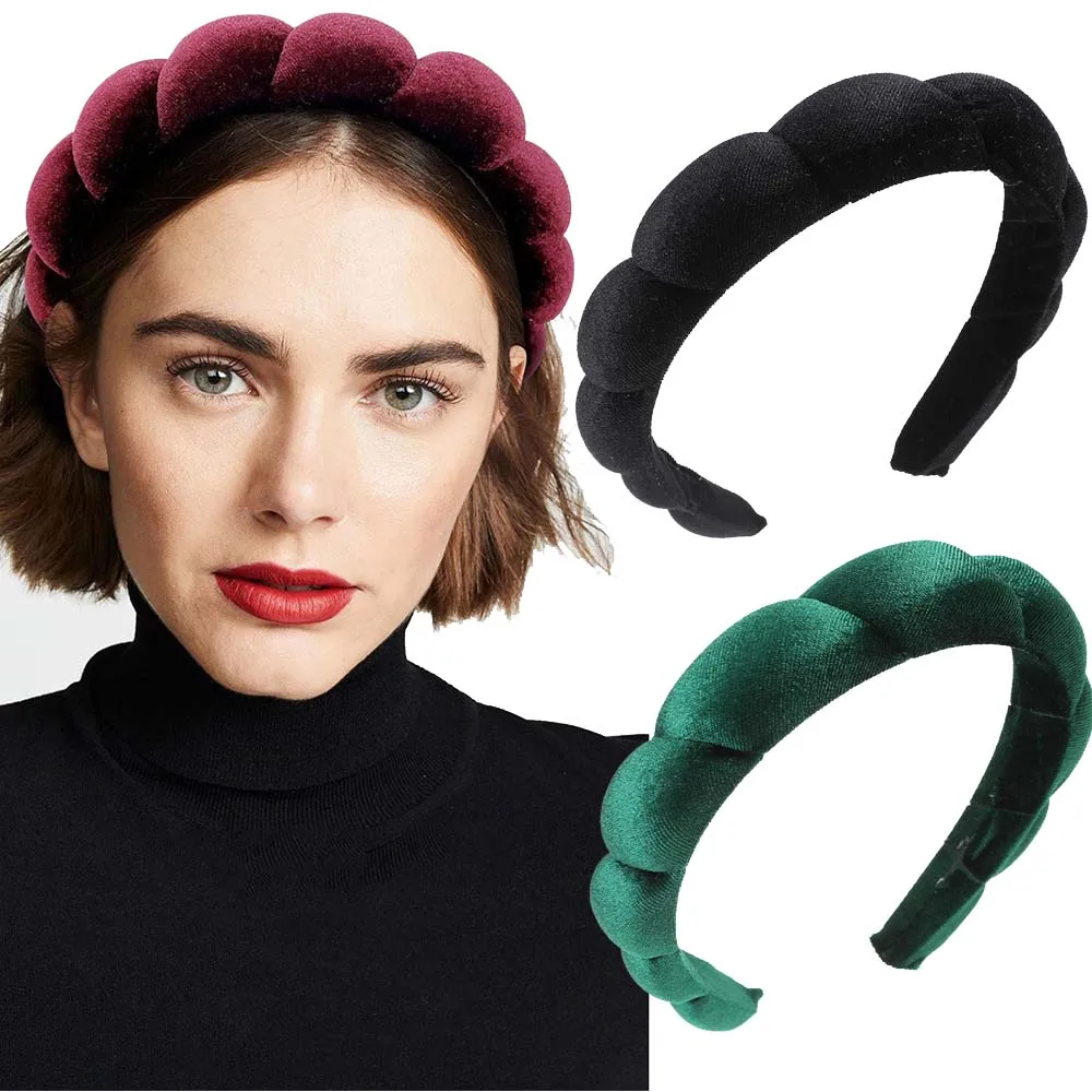 Haimeikang Einfarbig Samt Stirnband Haar Bands Winter Neue Schwamm Haar Hoop Lünette Stirnbänder Für Frauen Mode Haar Zubehör Image