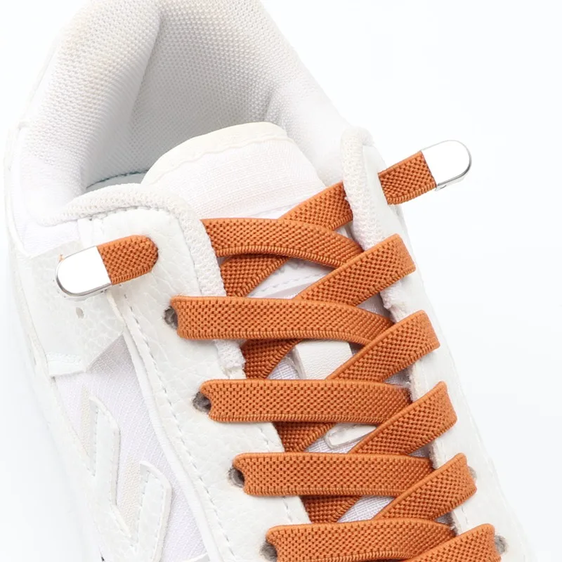 Elastische Schnürsenkel Turnschuhe Keine Krawatte schnürsenkel 8MM Verbreitert Flache Schnürsenkel ohne krawatten Kinder Erwachsene Sport Schnürsenkel Schuhe Zubehör Image