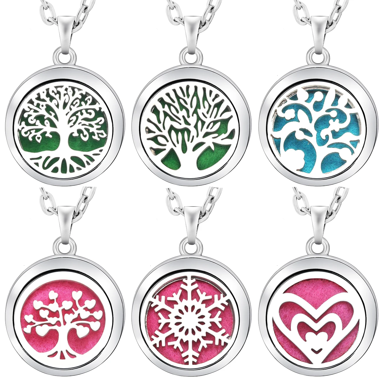 Neue Edelstahl Mode Baum Des Lebens Aromatherapie Halskette Ätherisches Öl Diffusor Parfüm Medaillon Anhänger Frauen Schmuck Geschenk Image