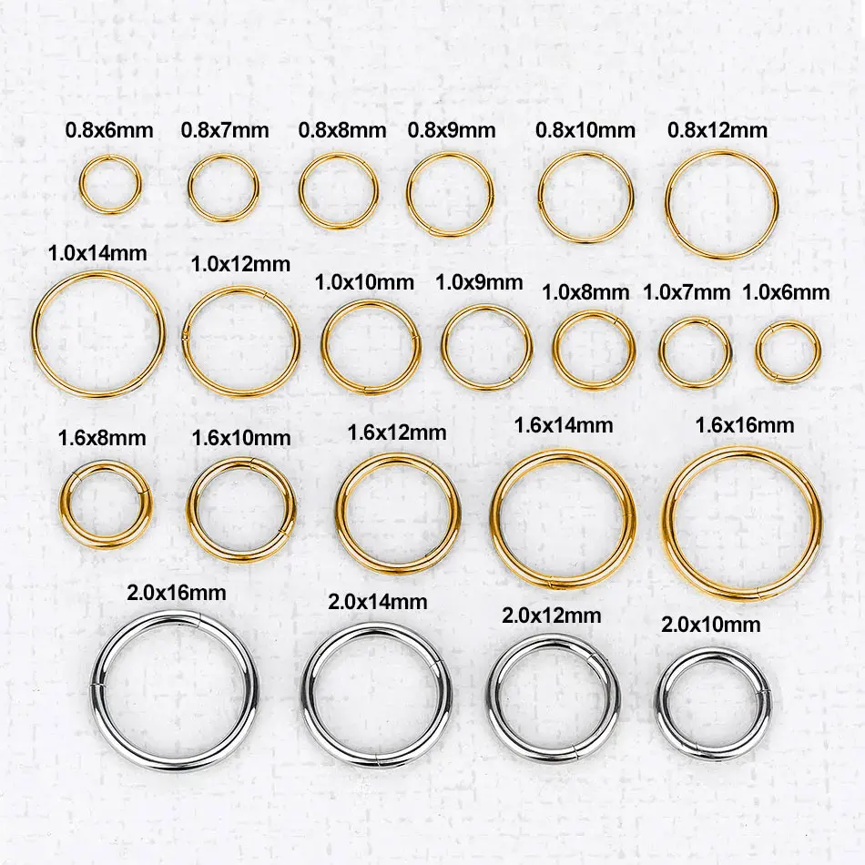 6-16mm Edelstahl Nasenringe Damen Herren Scharniersegment Nasenring Septum Clicker Lip Helix Ohrring Hoop Körperschmuck 12-20G Image