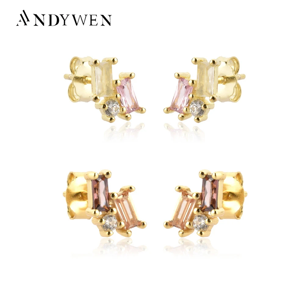 ANDYWEN 925 Sterling Silber 2021 Klar Zirkon Piercing Kreis Tropfen Ohrring Pendientes Kristall Luxus Schmuck Rock Punk Clips