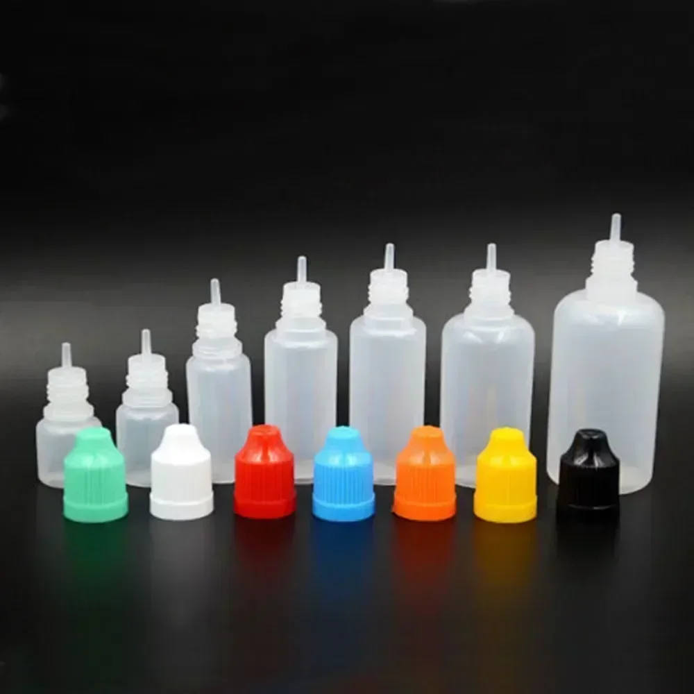100 Stück 5 ml-120 ml LDPE leere zusammendrückbare Kunststoffflaschen Augentropfflüssigkeit nachfüllbare Behälter mit Kappen und Steckerspitzen Image