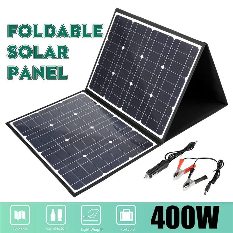 18 V 400 W Solarpanel, USB-Ausgang, monokristallines, wasserdichte Solarzellen, faltbares Paket mit 10/20/30/40/50 A/60 A Controller Image