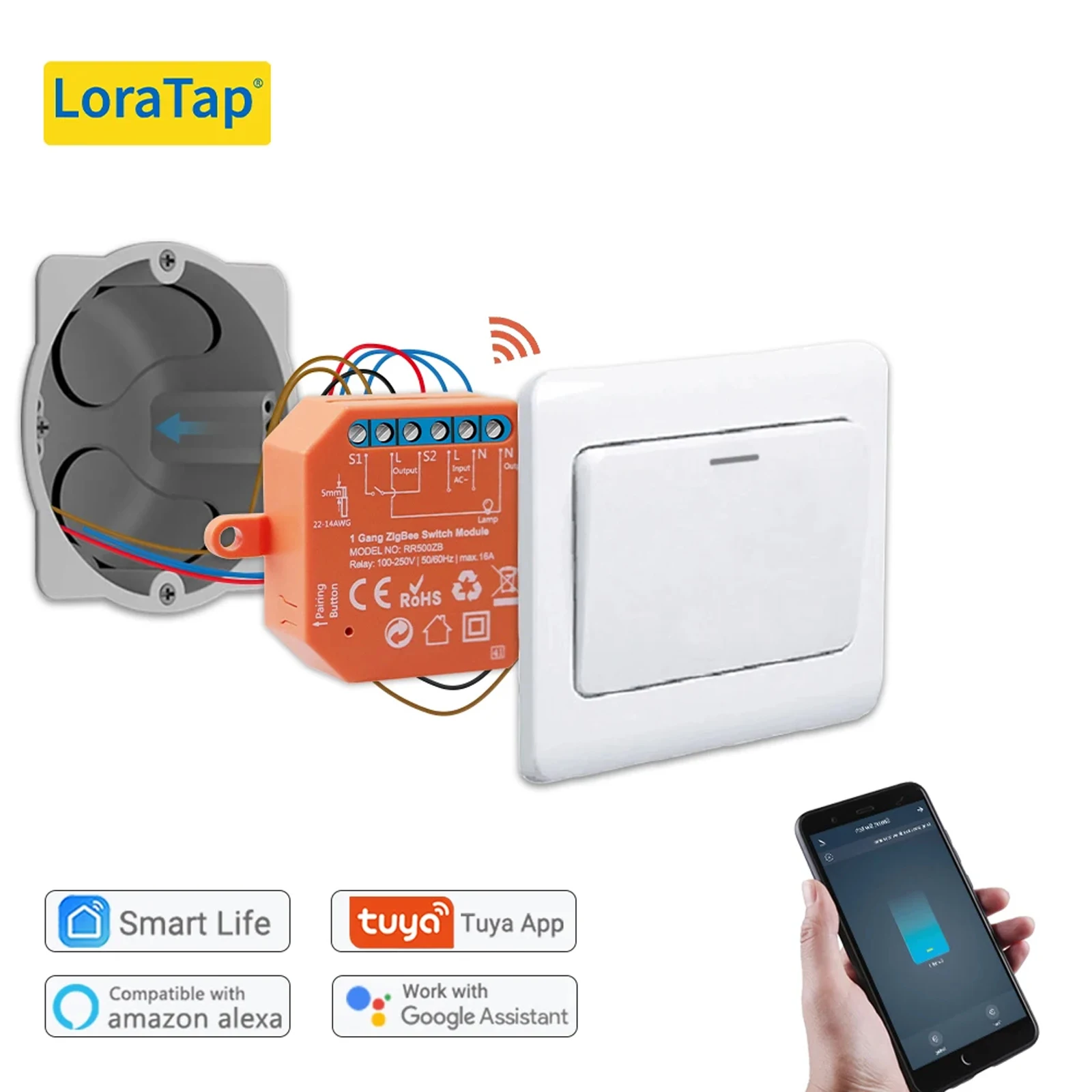 LoraTap Tuya ZigBee 3,0 Licht Relais Modul Smart Leben Google Home Alexa App Fernbedienung Geräte Timer Arbeit mit Zigbee2MQTT Image