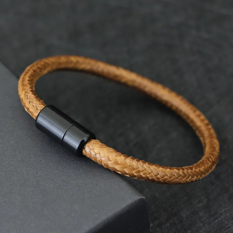 Neue Punk Männer Armband schwarz braun Wachs Seil Armband magnetische Schließe Pulsera Hombre Hand bänder für ihn Makramee Braslet Geschenk