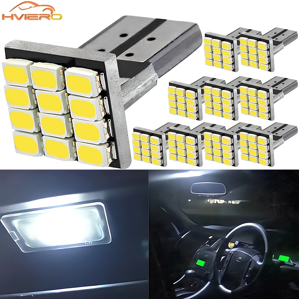 10 pz. Bianche T10 W5W 194 168 1206 9 LED 12 SMD Lampadine per Luci di Posizione Laterali Auto, Indicatori di Direzione, Luci Interne a Cupola, Luci di Retromarcia, Luci Freno e Luci di Ingombro 12V