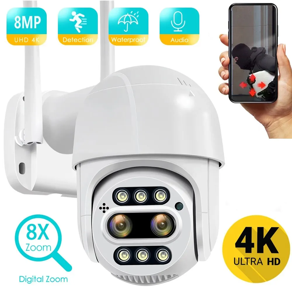 8mp 4mp 4k ptz ip kamera 8x zoom dual objektiv human detektieren cctv kamera outdoor cctv wifi video überwachungs kamera Image