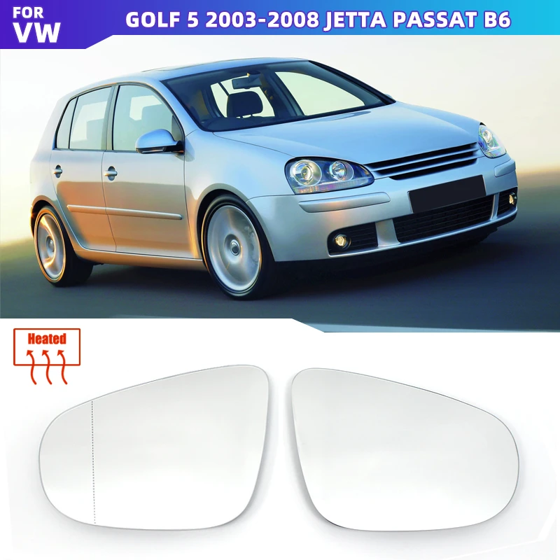 Für VW Golf 5 MK5 Jetta Passat B6 2006–2009 linke rechte Türseite beheiztes Außenspiegelglas links rechts Außenlinse klar mit Platte Image