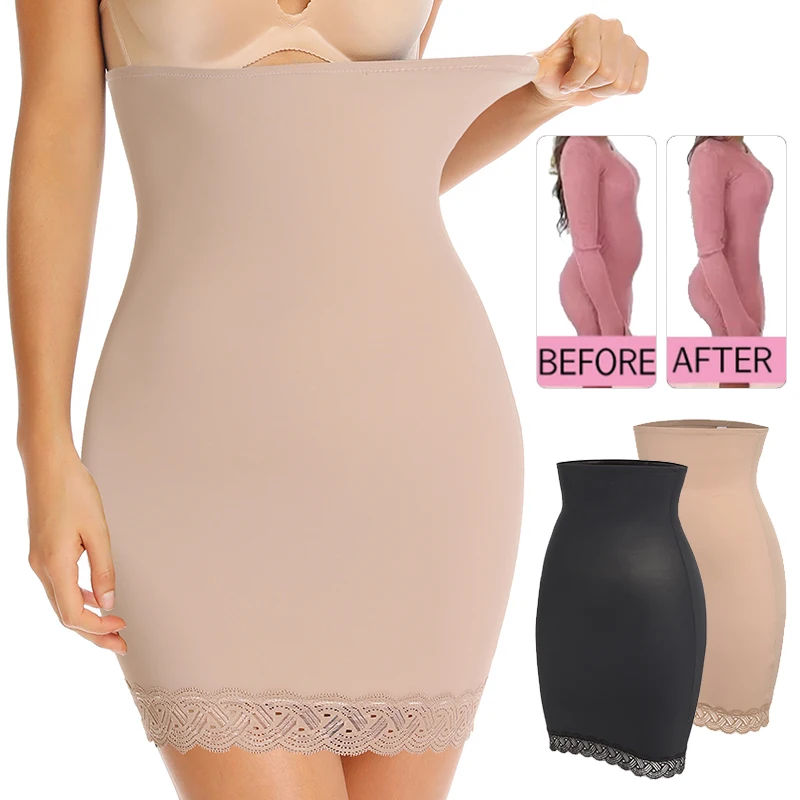Sexy Half Slips Hohe Taille Shaper Cool Comfort Nahtfreie Slip Shapewear Unter Kleid Engen Rock Weiche Atmungsaktive Unterwäsche Image