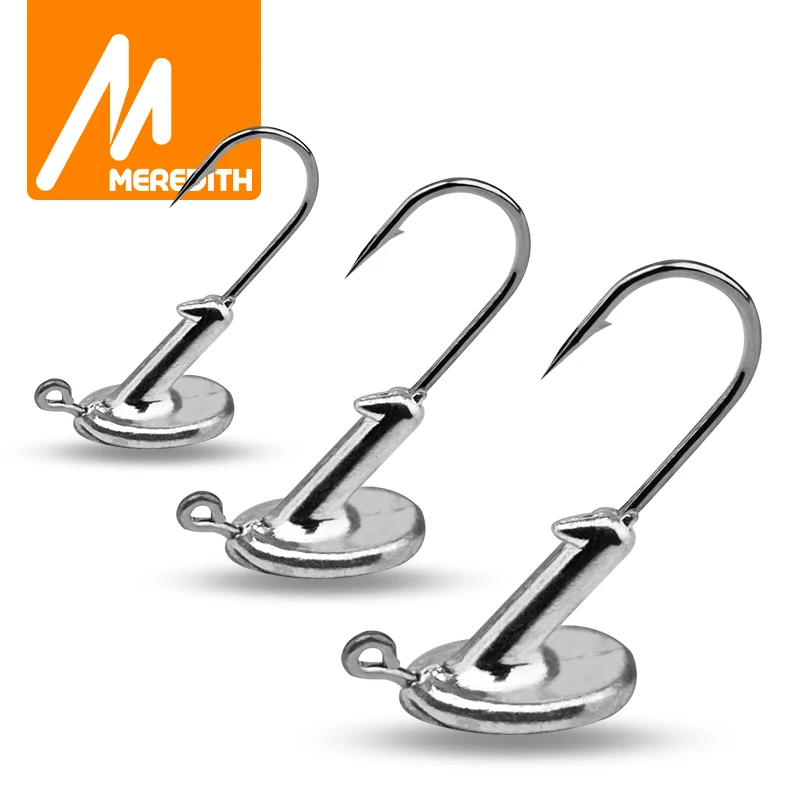 MEREDITH 10PCS Blood Slot Jig Head Tumbler testa Amo da pesca 3.5g 5g 7g 10g 14g per esca morbida in acciaio al carbonio