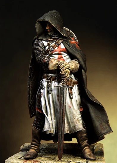 Montageskala 1/18 90 mm Templer Sergeant, XIII Jahrhundert 90 mm Figur Harzmodell unbemalt Image