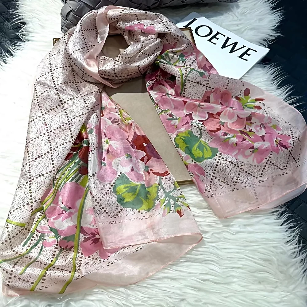 Neue Winter frauen 180 Maul beers eide Schal Schal Frühling Herbst Mode große elegante rosa Blumen stil lange Schals Wraps 110 * cm