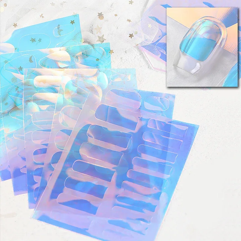 Funkelnde holografische Aurora-Nagelfolienaufkleber, Eiswürfel, kaputter Papiereffekt, Sommer-Zellophan-Dekoration, Wraps für Glasnägel Image