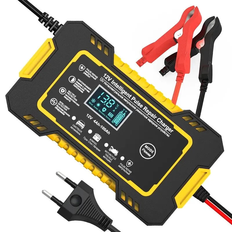 12v 6a voll automatisches Autobatterie ladegerät Power Puls Reparatur Ladegeräte nass trocken Blei Säure Batterie ladegeräte digitales LCD-Display Image