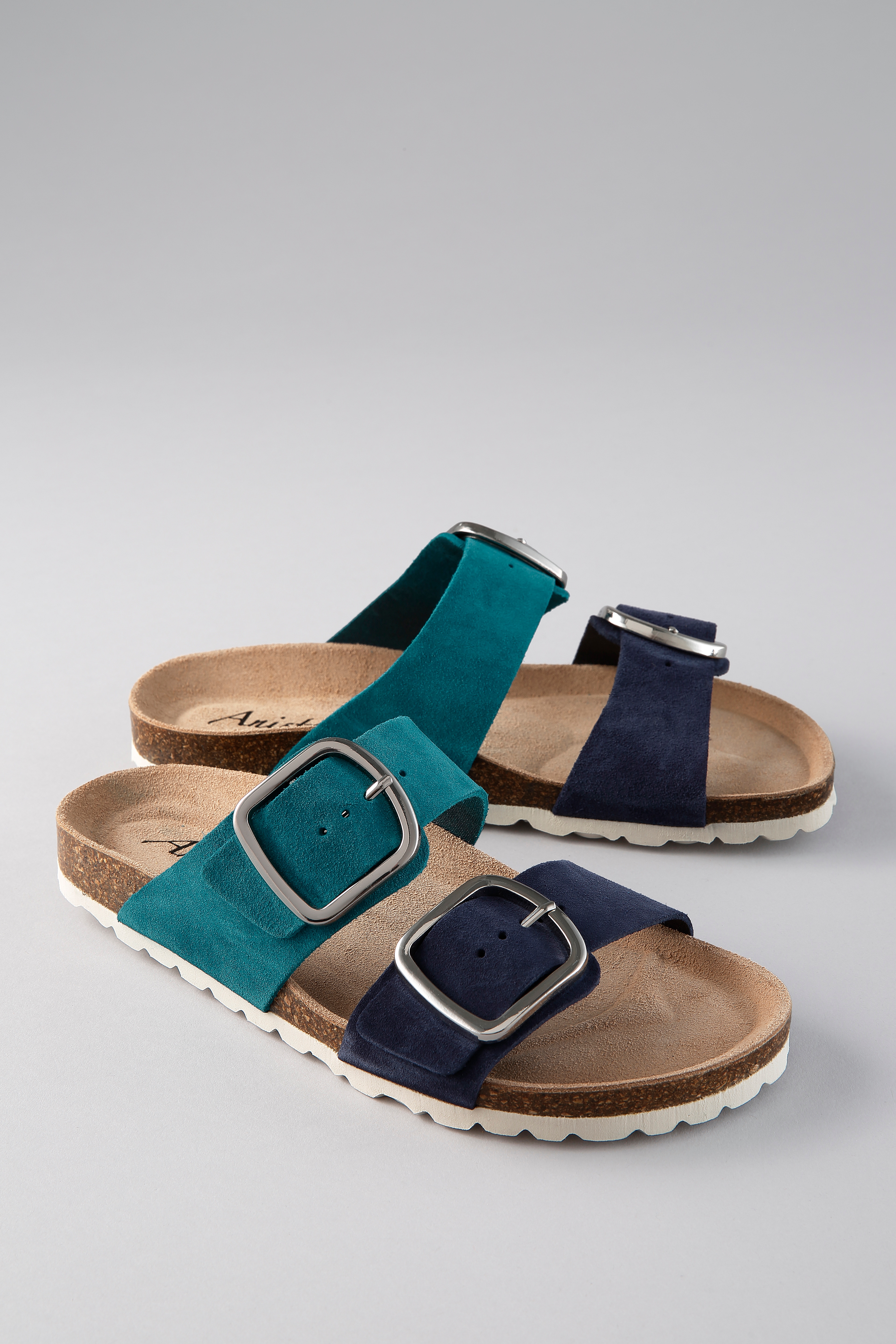 Pantolette ANISTON SHOES, Damen, Gr. 40, blau, türkis, Veloursleder, Schuhe Pantolette