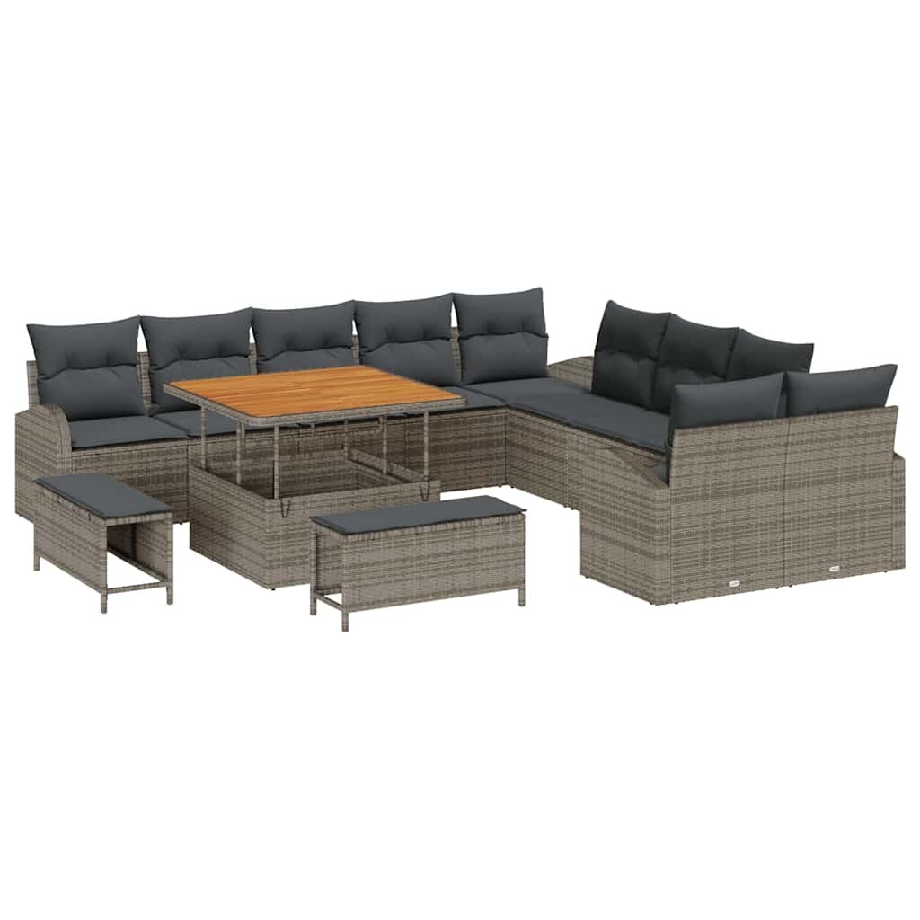 vidaXL Garten-Sofa-Set mit Kissen mit Speicher mit Kissen 13 pcs Grau Image