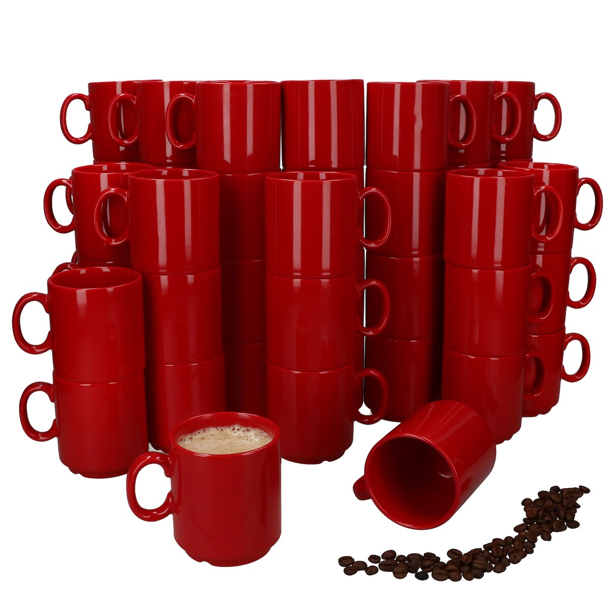 48er Set EVENT stapelbare Kaffeebecher ROT Porzellan 250 ml Image