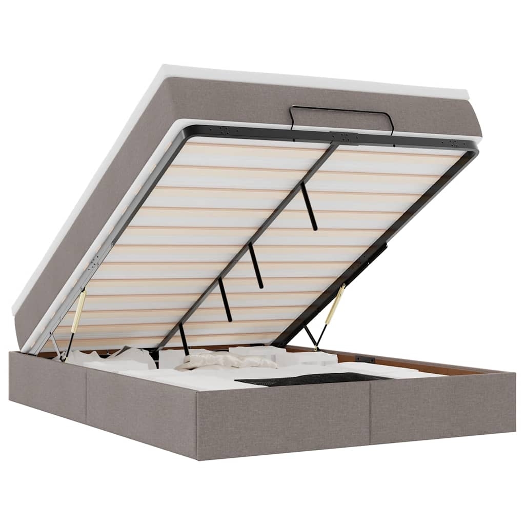 vidaXL Ottoman-Bett mit Matratze Taupe 140x200 cm Stoff Image