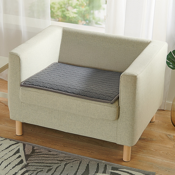 Sessel-Sitzauflage mit Teddy-Fleece dunkelgrau