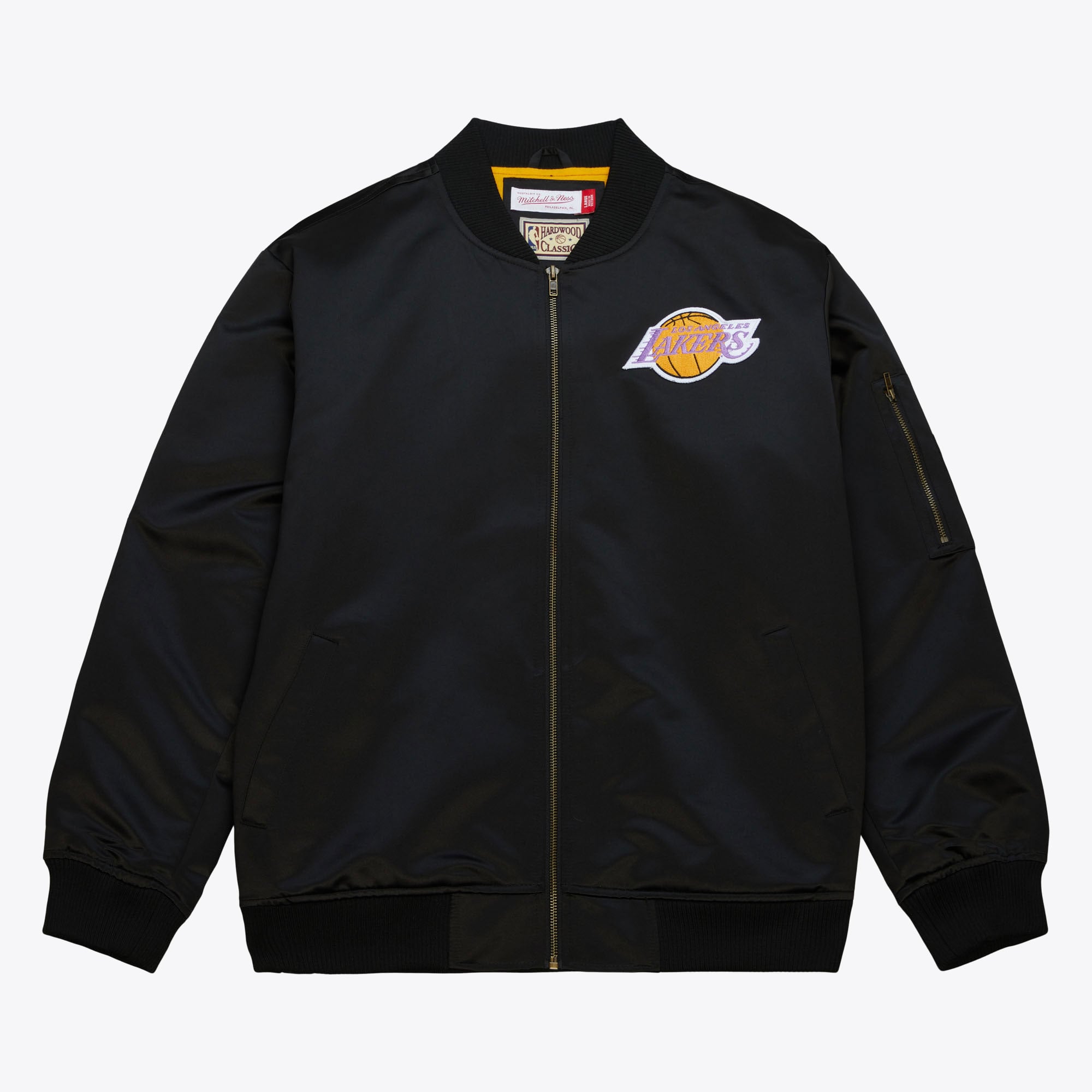 Los Angeles Lakers Mitchell & Ness Leichte Satin-Bomberjacke mit Vintage-Logo