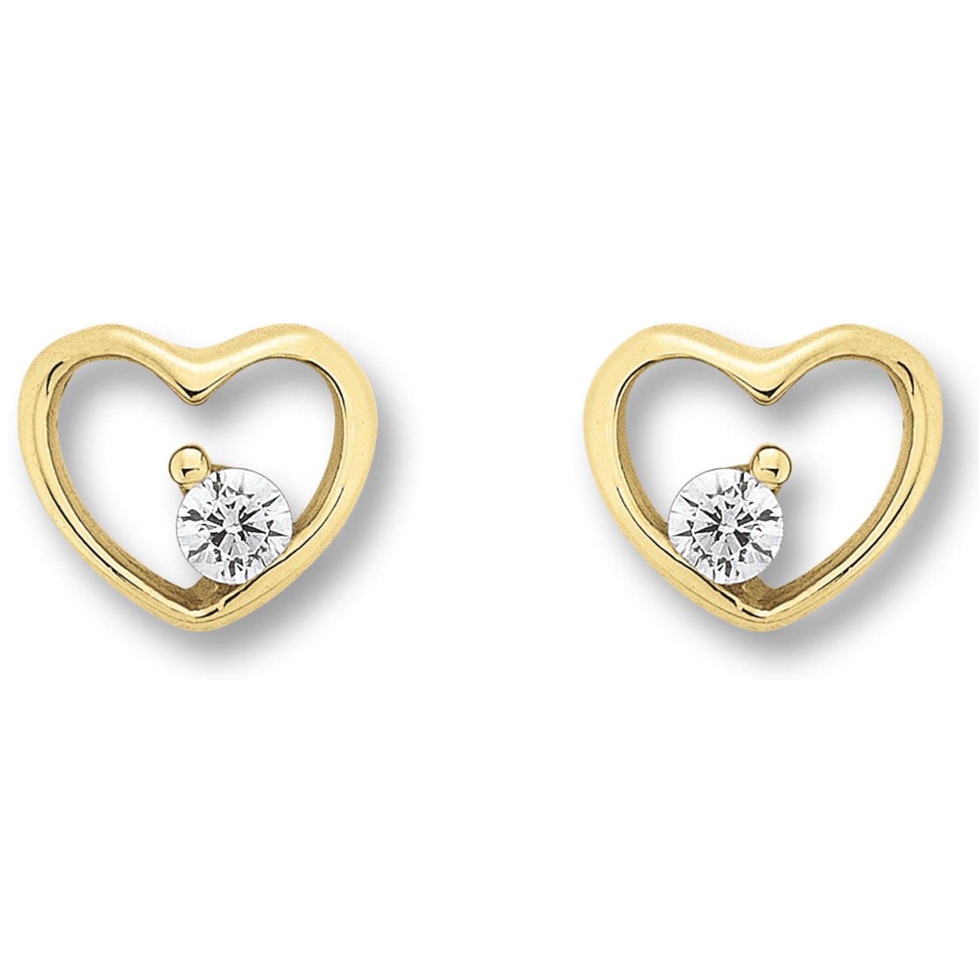 Paar Ohrhänger ONE ELEMENT "Zirkonia Herz Ohrringe Ohrstecker aus 333 Gelbgold", gold, Ohrringe, Damen, Damen, Gelbgold 333 Gold, Gelbgold 333, Gold, Ein Geschenk von Herzen – zart, elegant & voller Symbolik